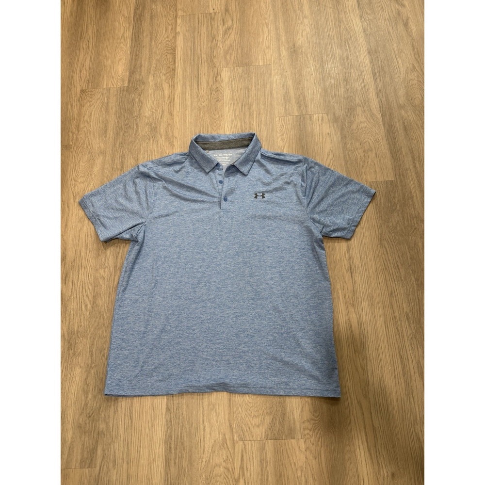 Under Armour Playoff Polo Shirt Men's 2XL Blue Heather Performance Golf Athletic